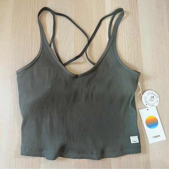 Vuori Tops - Vuori Ribbed Crop Tank Top Oregano Green L NWT